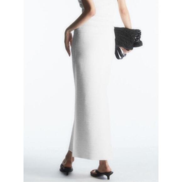 COS Textured Pencil Skirt Midi in White Ivory Size Medium - Picture 6 of 10
